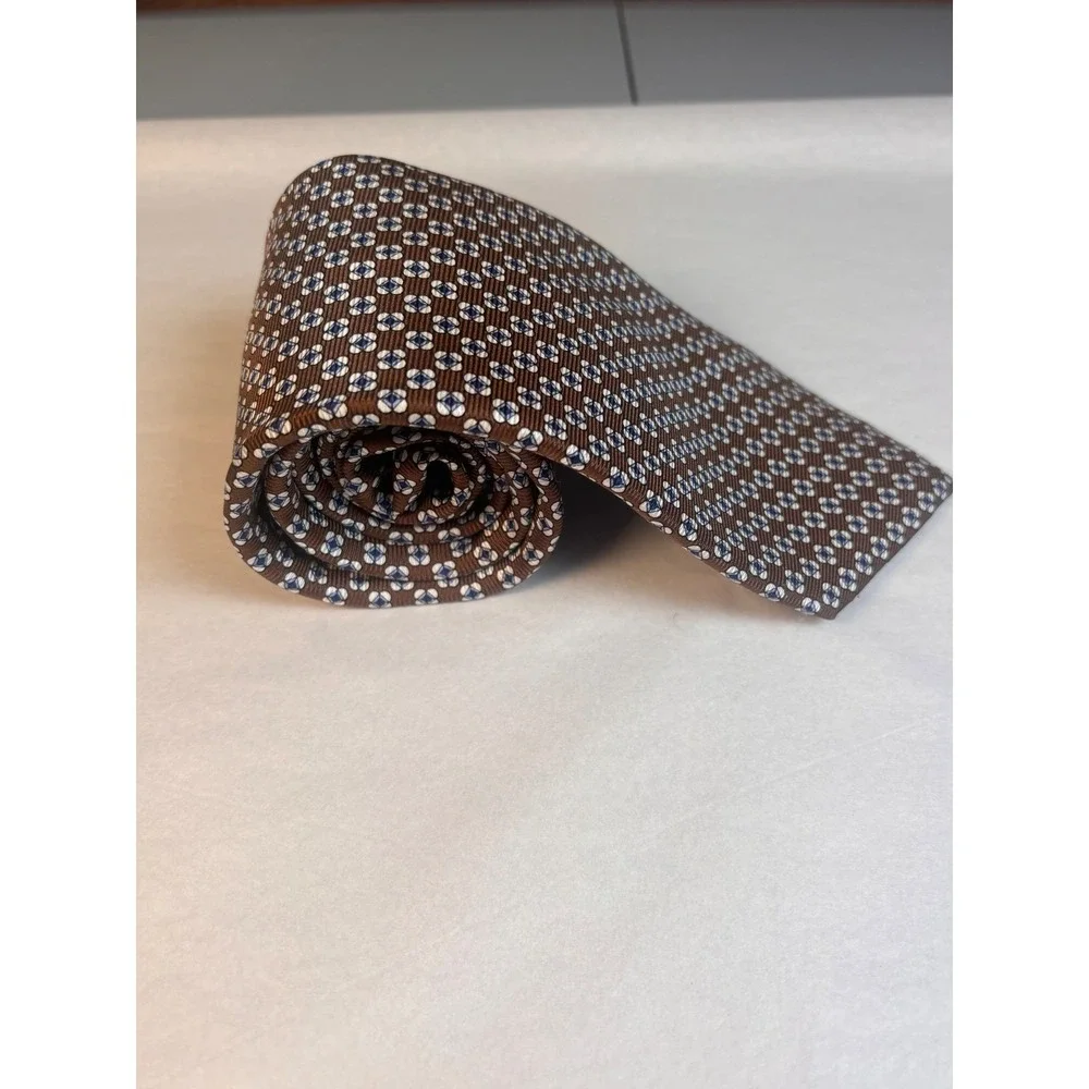 Jos A. Bank‎ Mens Neck Trie Brown Blue Flower Print Silk 58